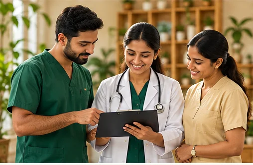 Healthcare professionals collaborating at Vaidhyashala