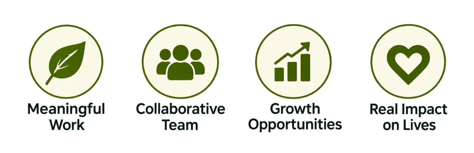 Meaningful Work, Collaborative Team, Growth Opportunities, Real Impact on Lives