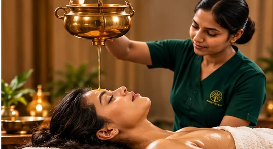Shirodhara - Steady flow of herbal oil over forehead