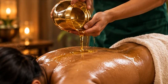 Pizhichil - Medicated oil bath and synchronized massage