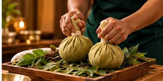 Patra Pinda Sweda - Medicinal leaf bolus massage